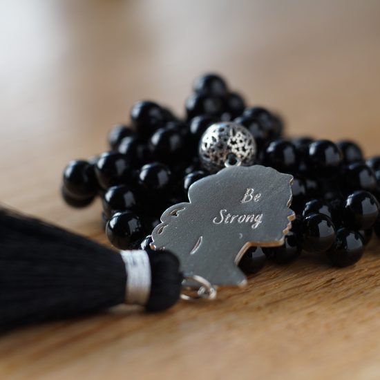 Be Strong Black Agate Mala