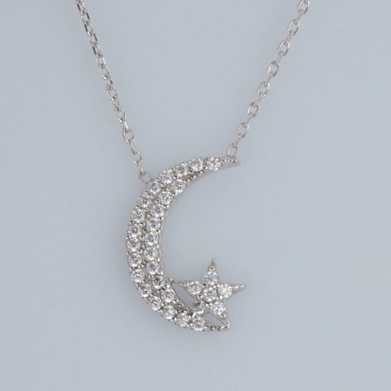 Crescent Star Necklace (Silver)