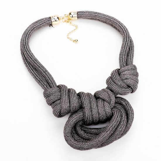 Grey Fabric Knot Necklace