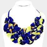 Blue Gold Fabric Necklace