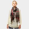 Plaid grey black red scarf