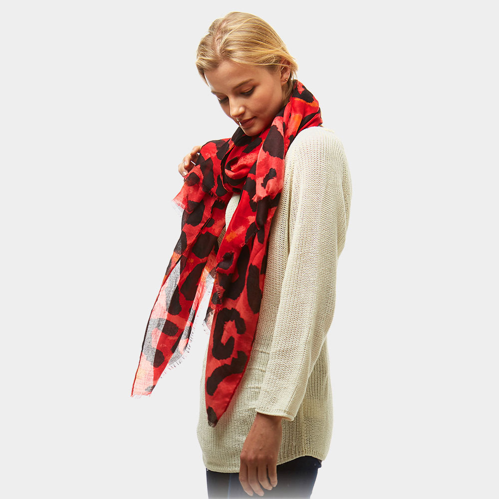 Red leopard scarf