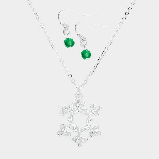 snowflake necklace and earrings