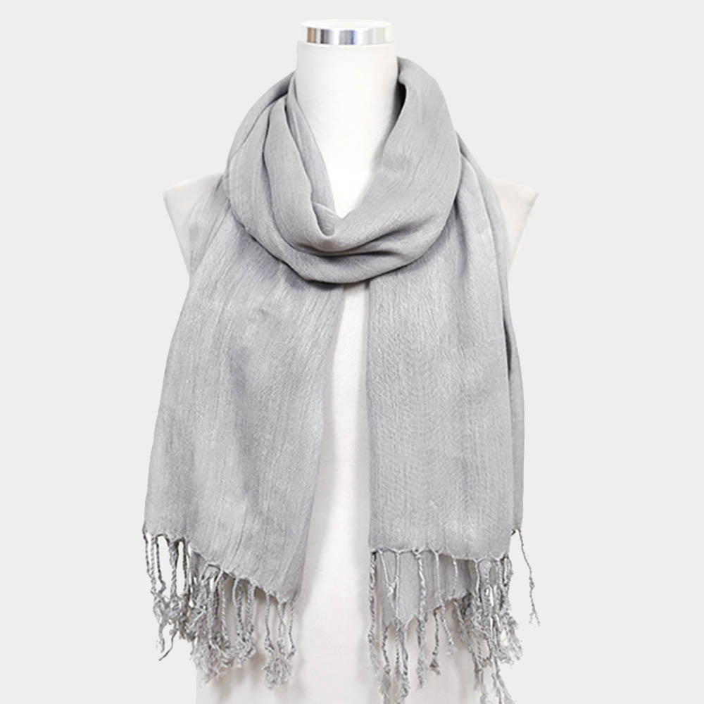 solid crinkle grey scarf