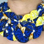 Blue and Gold Fabric Necklace
