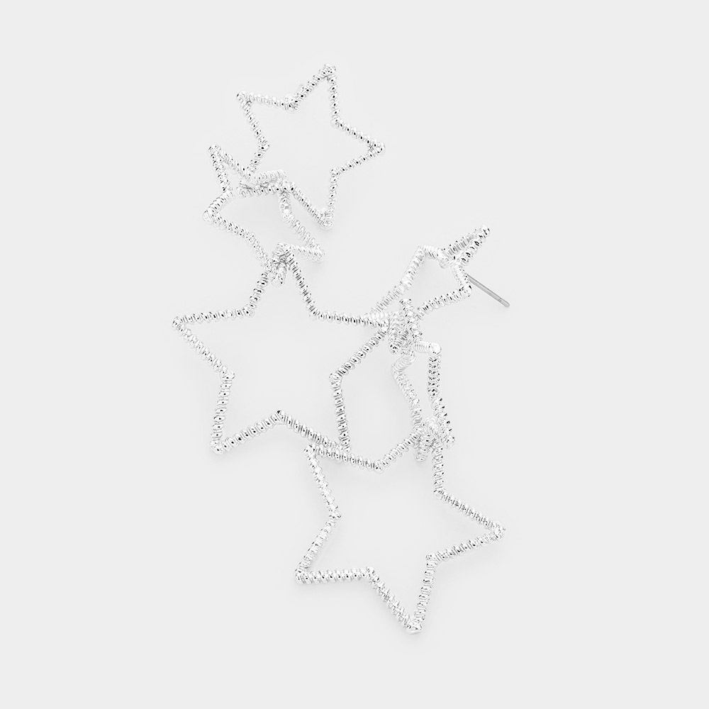 Triple Star Earrings Silver