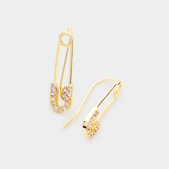 Safety Pin Earrings Gold