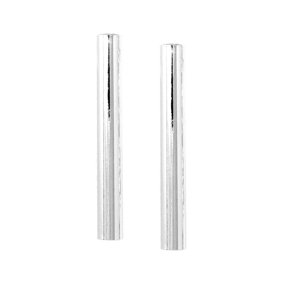 Cylinder Bar Metal Stud Earrings Silver