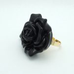 Acrylic Flower Ring in Black Side View 1