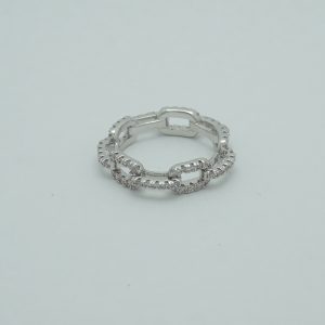 Chain Link Crystal Ring in Silver