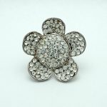 Crystal Daisy Ring Silver with Clear Stones