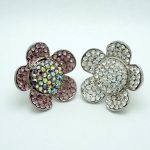 Crystal Daisy in Rings in Pink Crystals and Clear Crystals