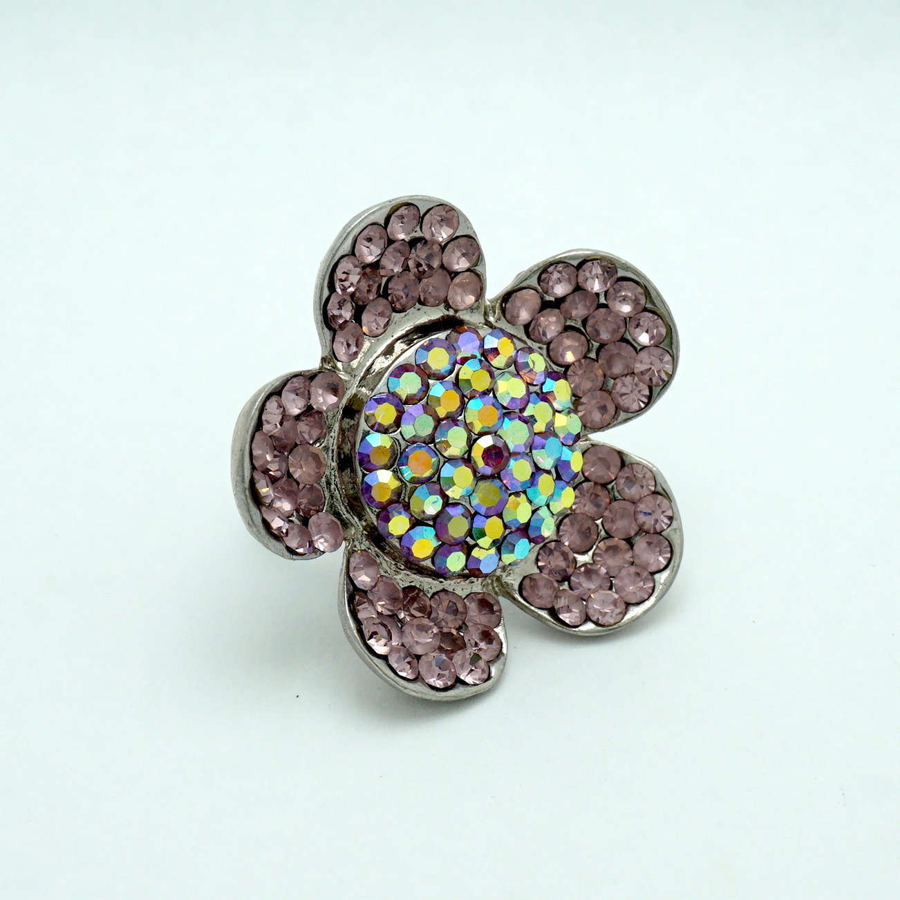Crystal Daisy Ring in Pink Side View