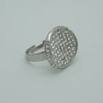 Crystal Disc Ring in Silver Side View