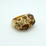 Dome Crystal Ring in Gold and Brown Side View