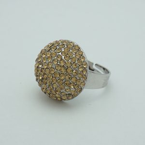 Globe Ring Gold Crystal side view