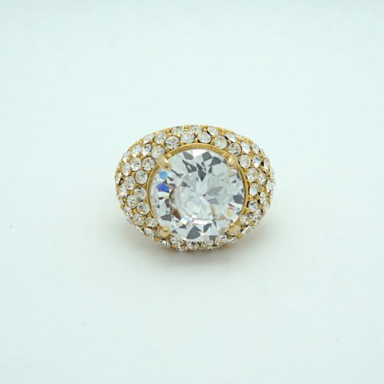 large stone crystal dome ring gold 2