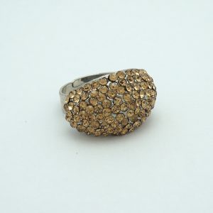 Oval Stone Ring Brown Crystals Side View