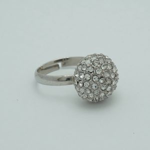 Small Globe Ring Clear Crystal Side View
