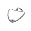 Evil Eye Bracelet Silver on White Background