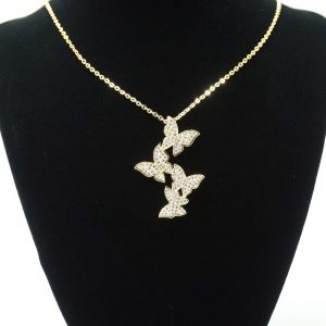 Butterfly Necklace in Gold on Stand
