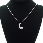 Crescent Star Necklace Silver on Stand