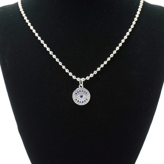 Silver Ball Chain Evil Eye Necklace