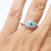 Evil Eye Ring in Silver on Finger