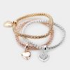 3 Heart Charm Bracelet in 3 Tone