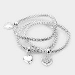 3 Heart Charm Bracelet in Silver