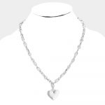 Heart Charm Chain Necklace in Silver on Stand