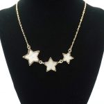 Mother of Pearl Triple Star Necklace on Stand
