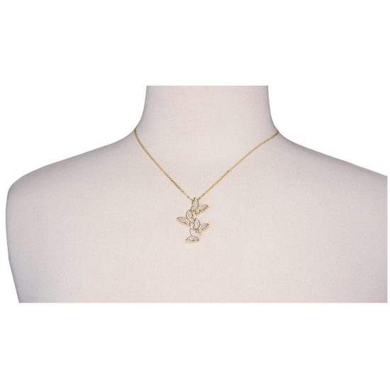 Gold 4 Butterfly Necklace on Stand