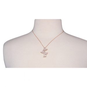 Rose Gold 4 Butterfly Necklace on Stand