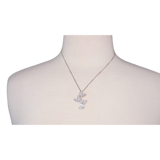 Silver 4 Butterfly Necklace on Stand