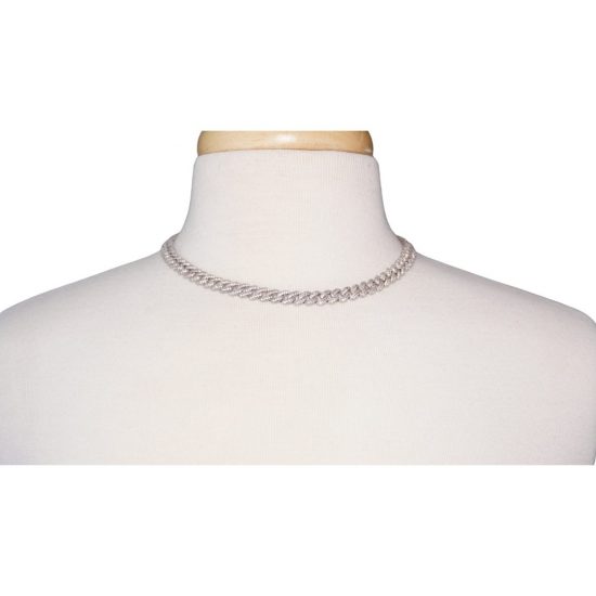 Silver Cuban Link Necklace on Stand