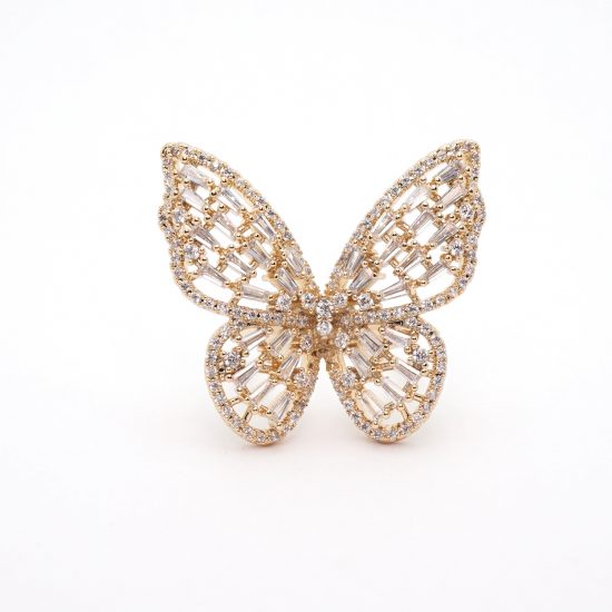 Solo Crystal Butterfly Ring in Gold