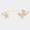 Crystal Butterfly and Flower Cuff Bracelet in Gold