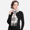 White Plaid Check Oblong Scarf