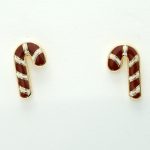 Gingerbread Candy Cane Enamel Earrings