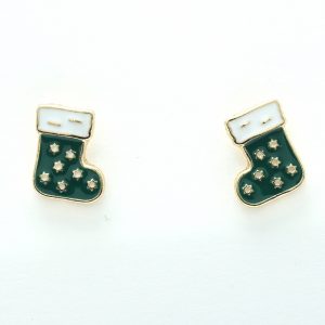 Green Stocking Enamel Earrings