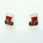Red and Green Stocking Enamel Earrings