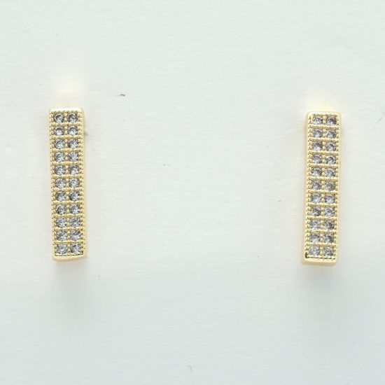 Small Crystal Bar Earrings in Gold