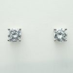 White Gold Dipped Stud Earrings Front View