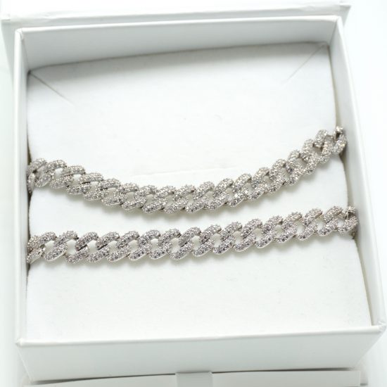 Cuban Link Necklace and Bracelet in Silver