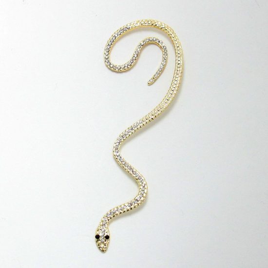 Snake Cuff Earring in Gold on White Background