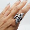 Black Crystal Leaf Ring on Finger