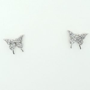 Crystal Butterfly Earrings White Gold Dipped