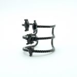 Three Tier Black Crystal Ring Side View