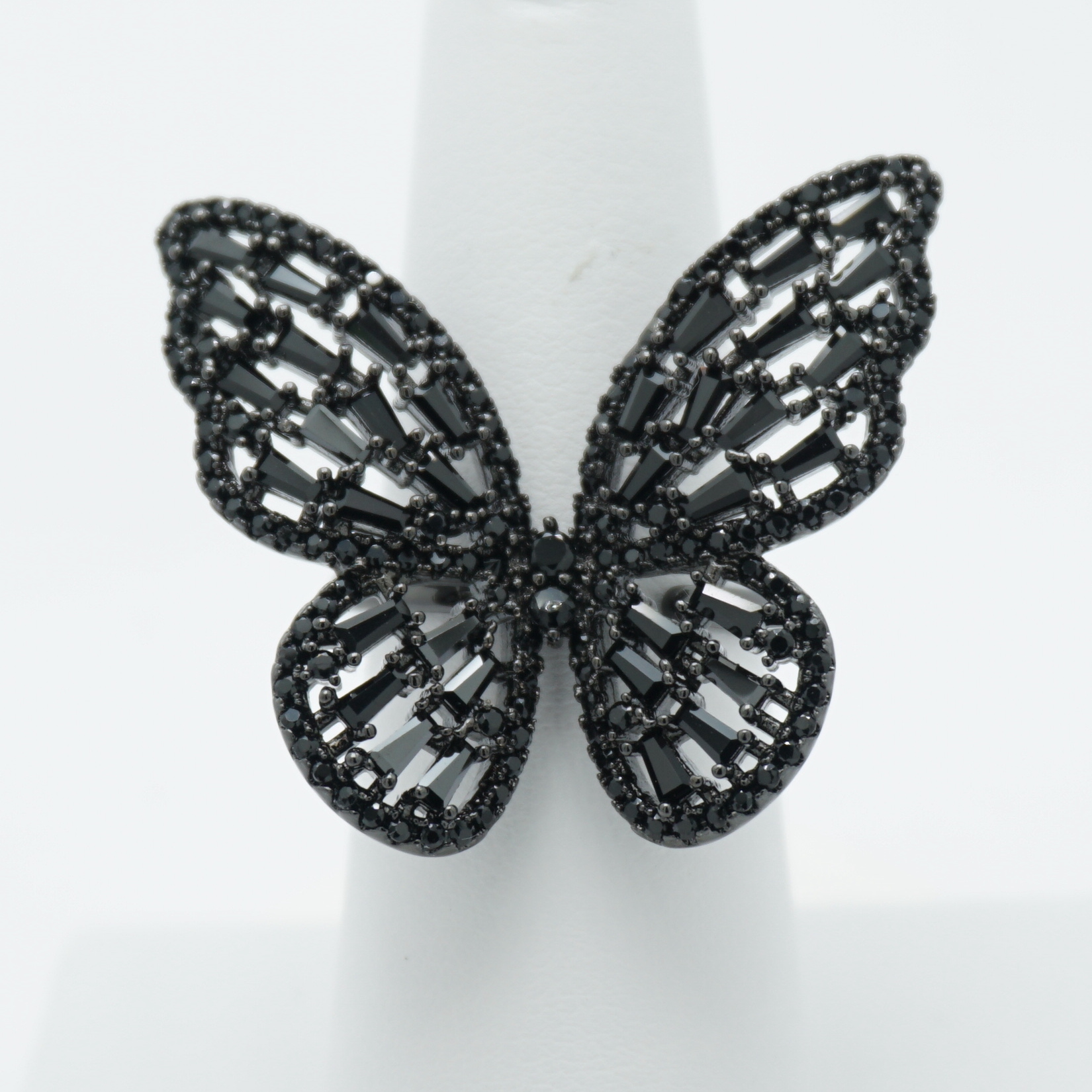 Crystal Blackout Butterfly Ring